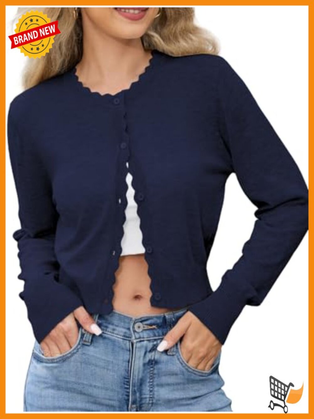 Women's Cropped Cardigan Long Sleeve Button Down Knit Bolero Shrug